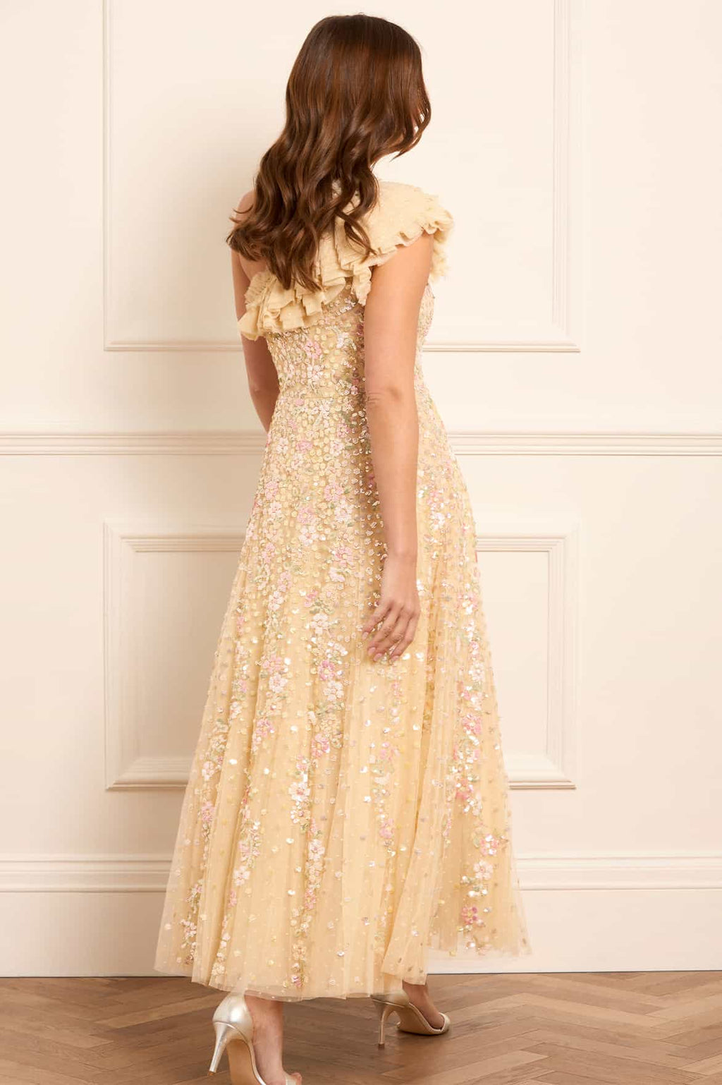 Confetti One-Shoulder Ankle Gown