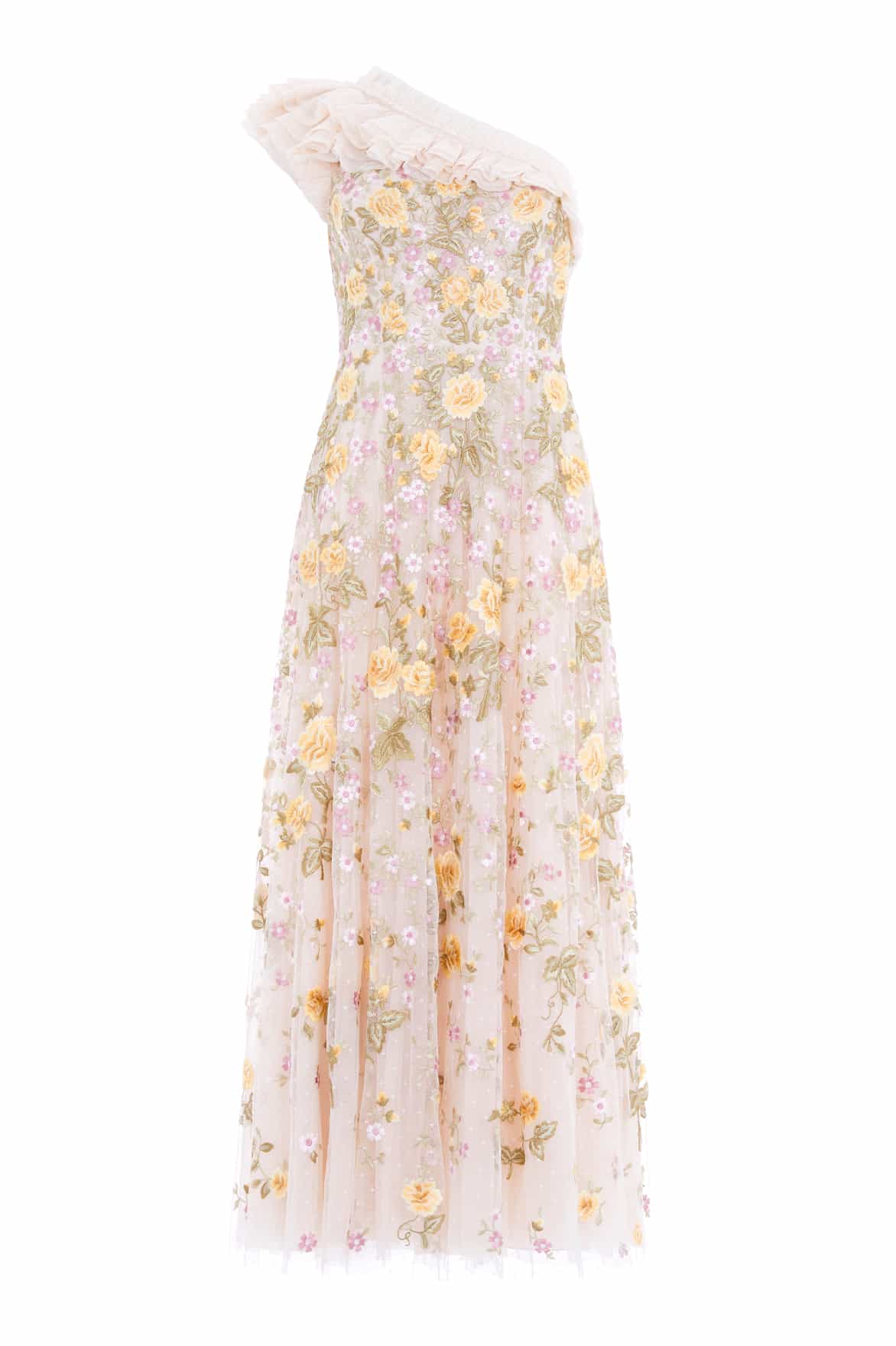 Florine One-Shoulder Ankle Gown