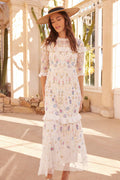 Flowerbed Embroidery Ankle Gown