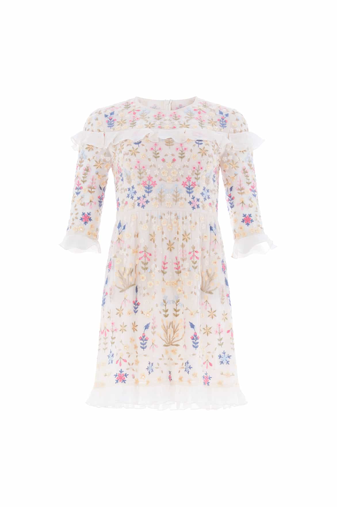 Flowerbed Embroidery Mini Dress