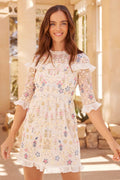 Flowerbed Embroidery Mini Dress
