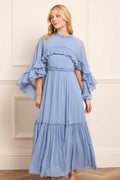 Harper Chiffon Cape Ankle Gown