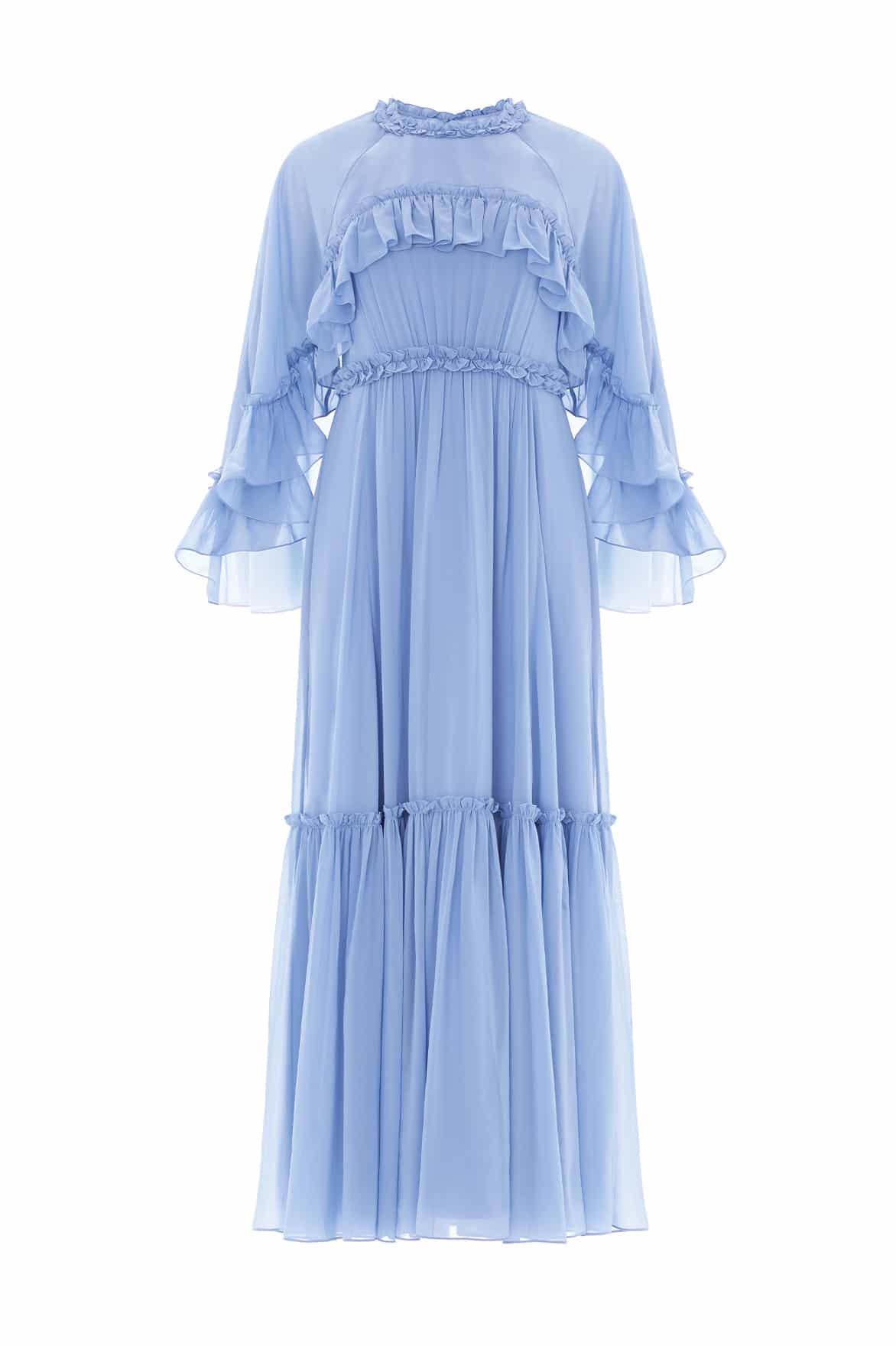 Harper Chiffon Cape Ankle Gown