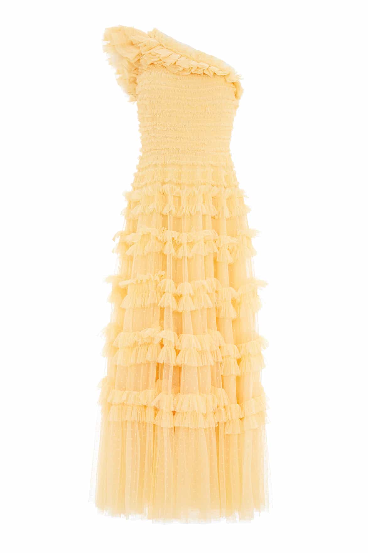 Lisette Ruffle One-Shoulder Gown