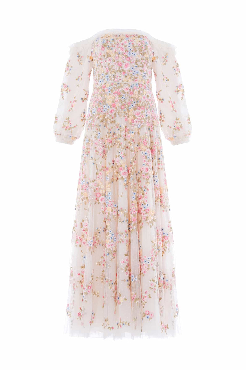 Lunaria Wreath Off-Shoulder Long Sleeve Gown