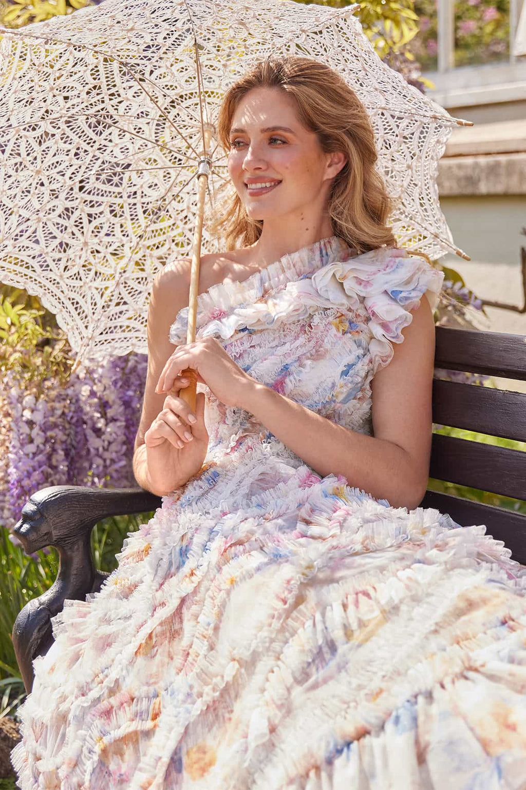 Mariannes Floral Aaliyah One-Shoulder Ballerina Dress