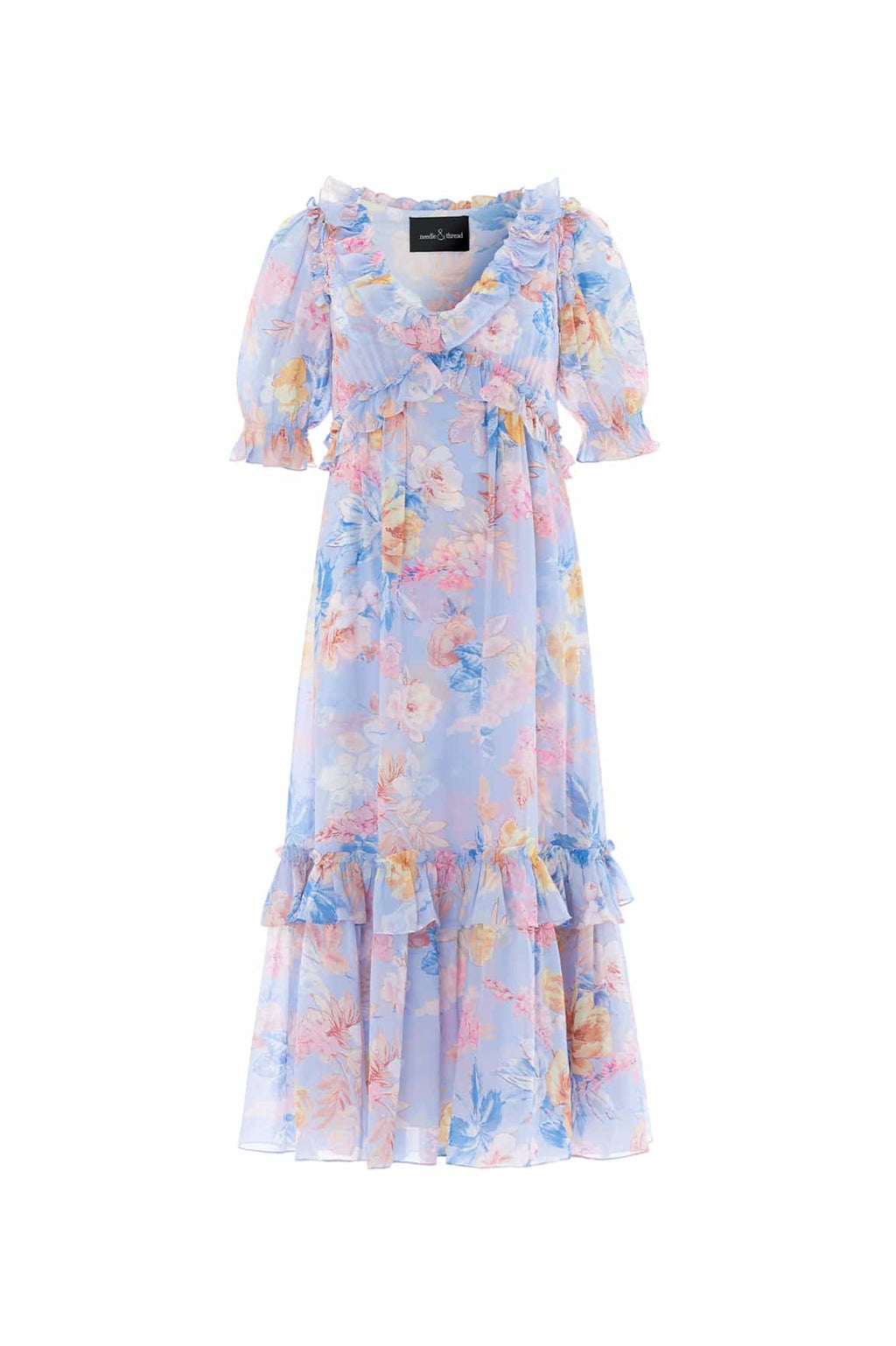 Mariannes Floral Chiffon Short Sleeve Ballerina Dress