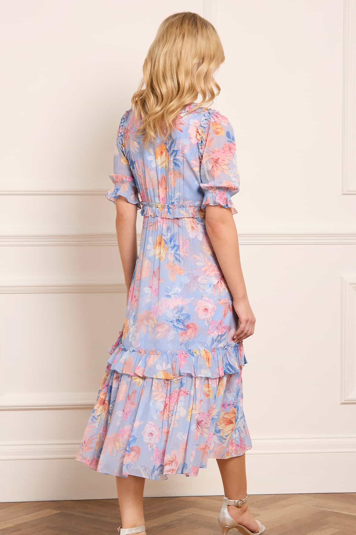 Mariannes Floral Chiffon Short Sleeve Ballerina Dress