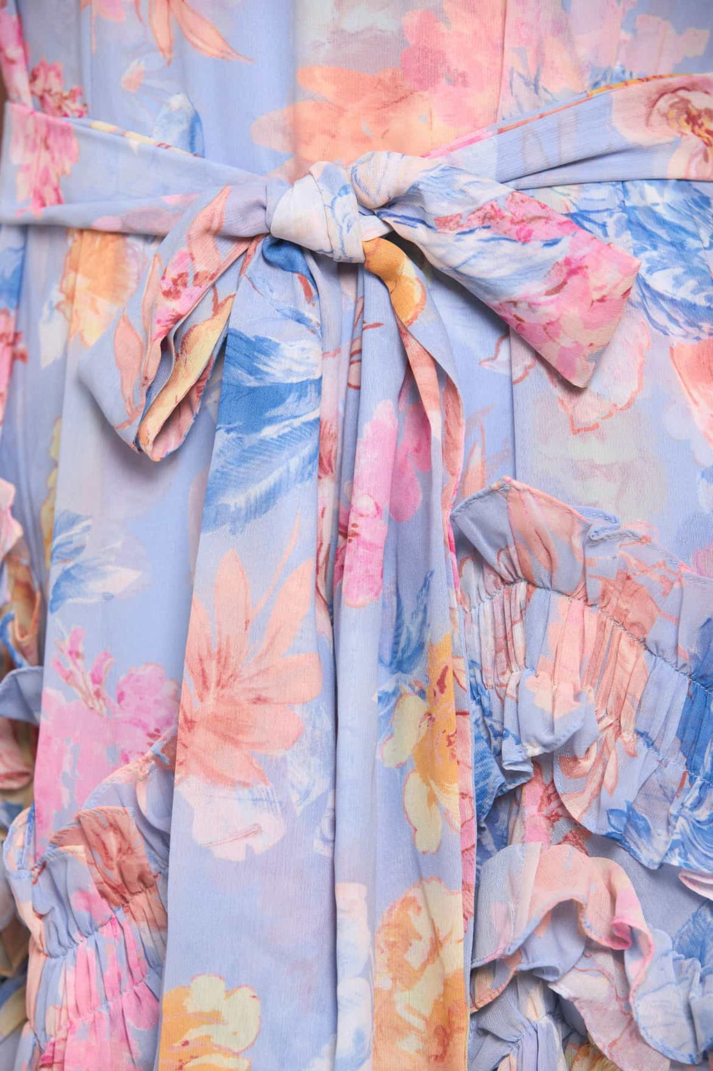 Mariannes Floral Chiffon Sleeveless Micro Mini Dress