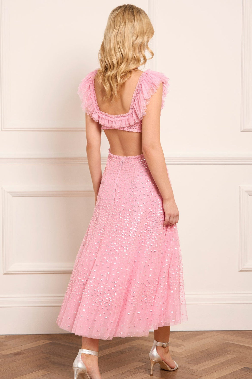 Scatter Dot Ruffle Backless Ballerina Dress