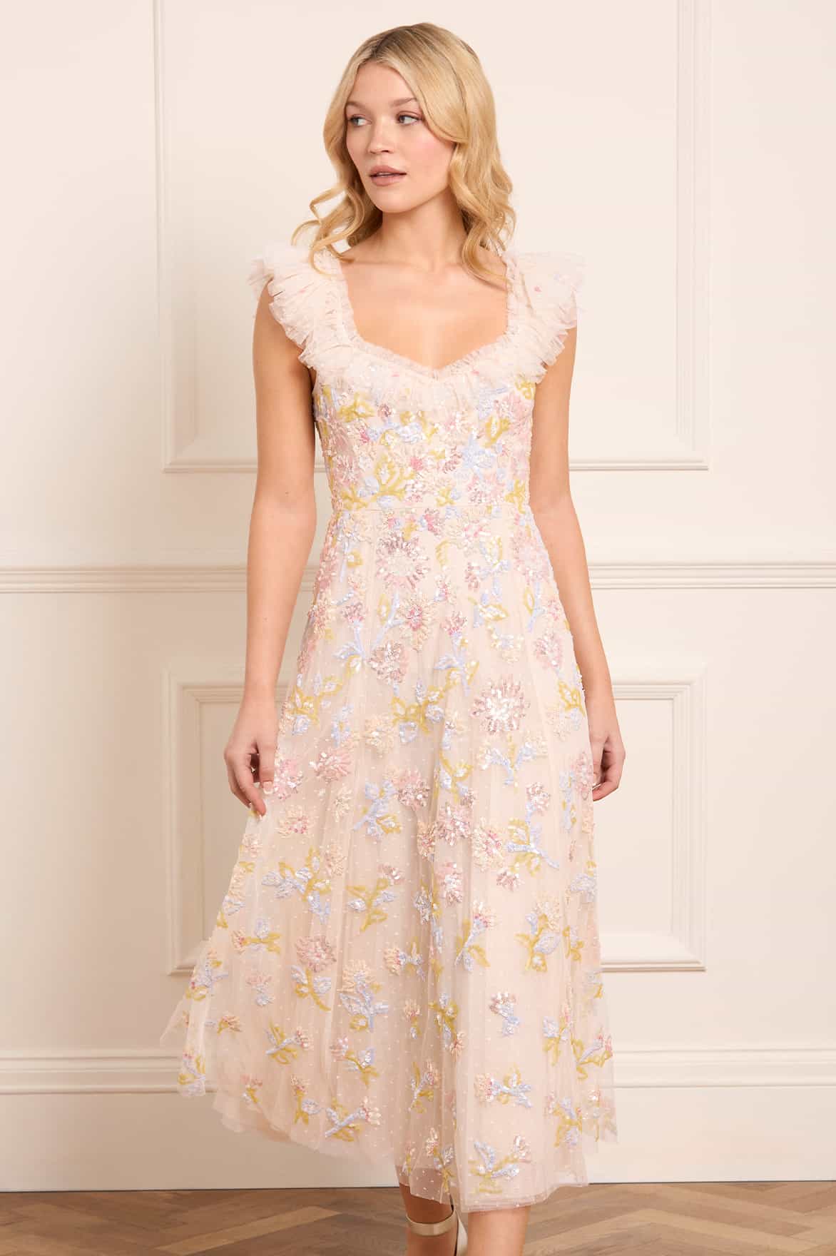Sequin Dandelion Ruffle Ballerina Dress